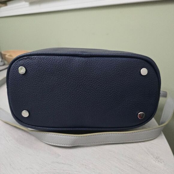 Sam Edelman Colorblock Leather Crossbody Bag Gray Navy - Picture 4 of 8